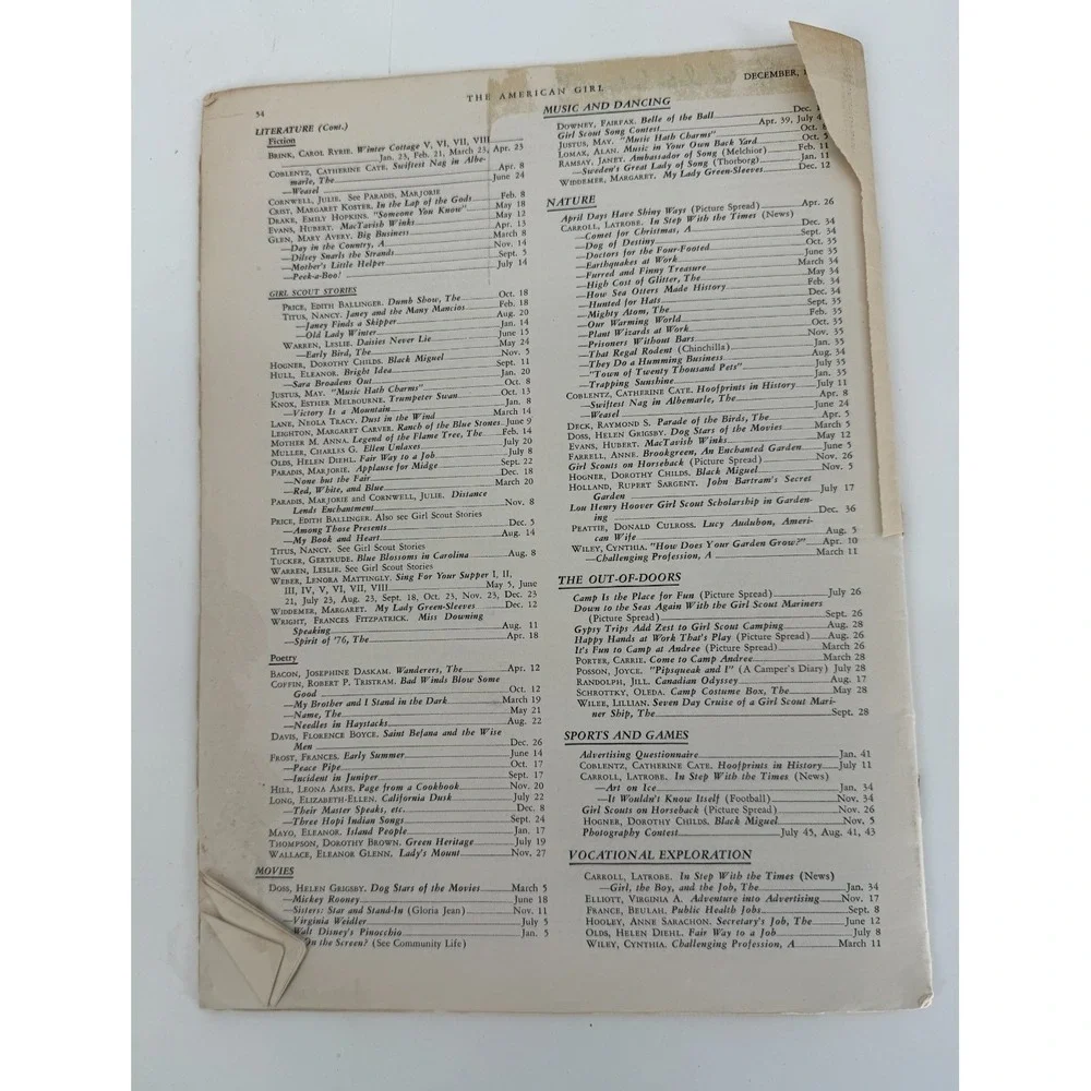 Vintage 1940 American Girl Magazine December Issue WWII Era Ephemera Ads Stories
